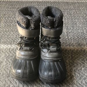 Black Winter Ankle snow Boots with Fleece Cuff